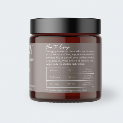 Back of the Original Dream Cream jar showing how-to-use instructions and dosage chart