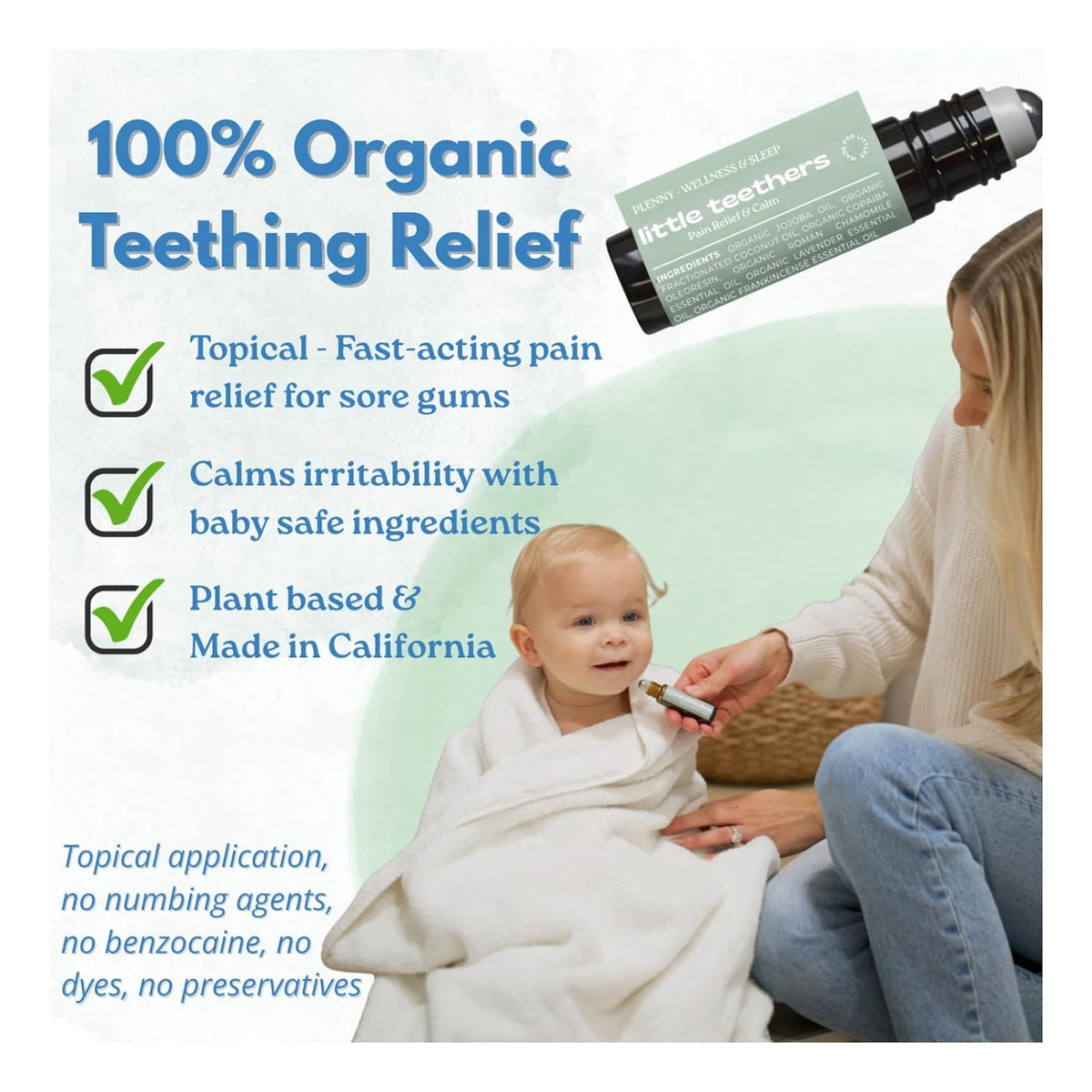 Plenny Little Teethers Teething Roller - 100% Organic Teething Relief