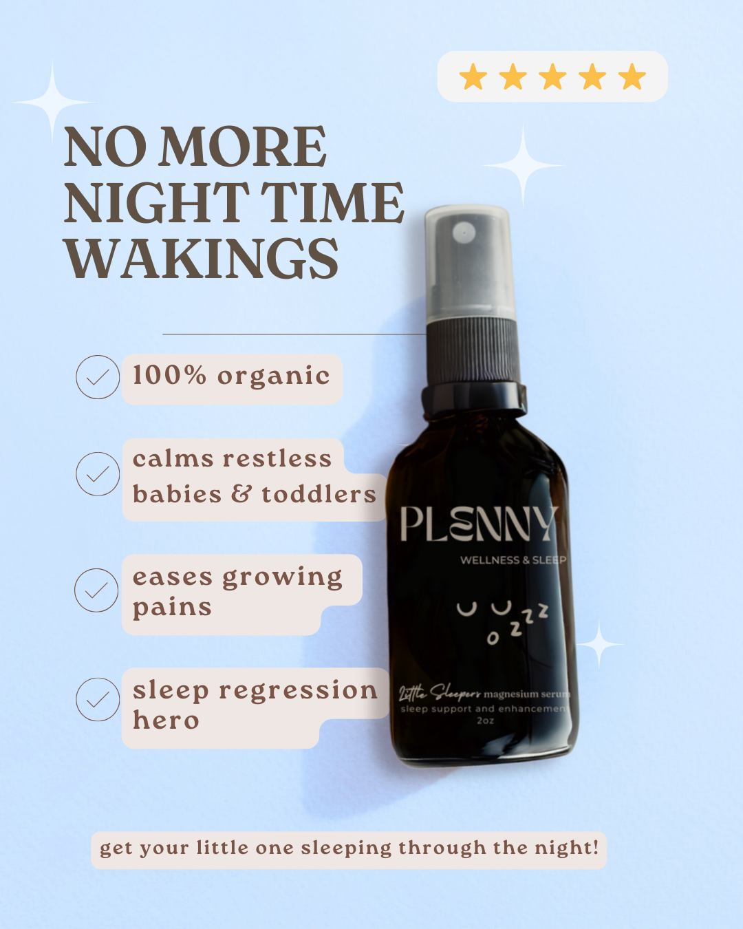 Little Sleepers magnesium spray with a checklist: 100% organic, calms restless babies and toddlers